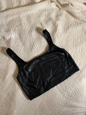 Faux Leather crop top black